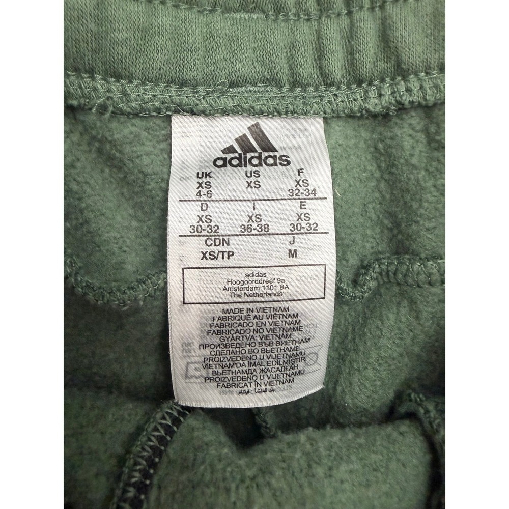 Adidas Girls Green Fleece Shorts 3 Stripe Drawstring Logo XS Youth - Picture 5 of 9